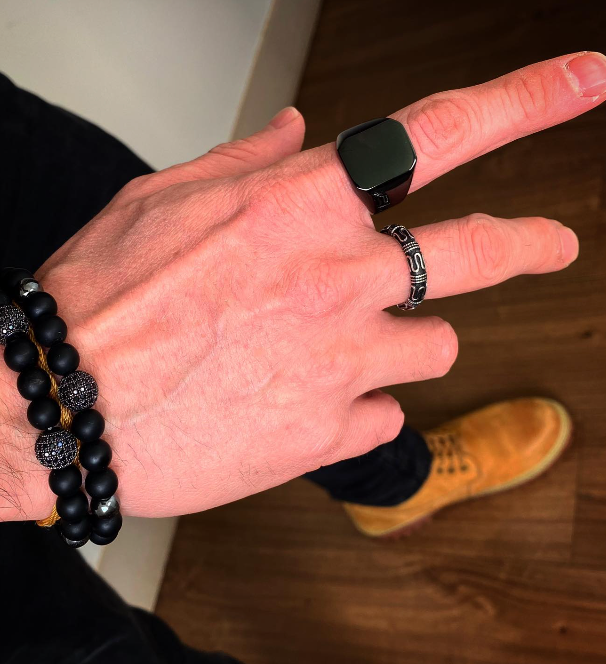 Big square | Anillo negro cuadrado de acero quirúrgico para hombre
