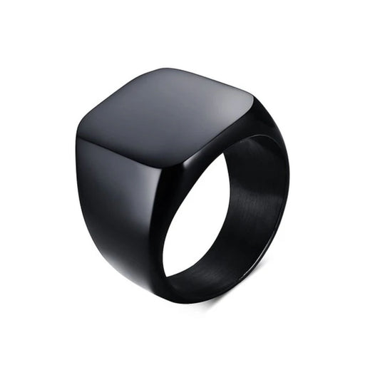 Big square | Anillo negro cuadrado de acero quirúrgico para hombre