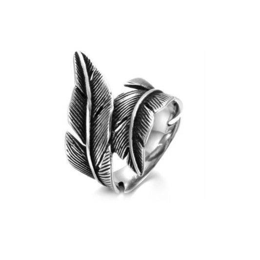 Feather | Anillo de acero quirúrgico en forma de pluma ancha para hombre