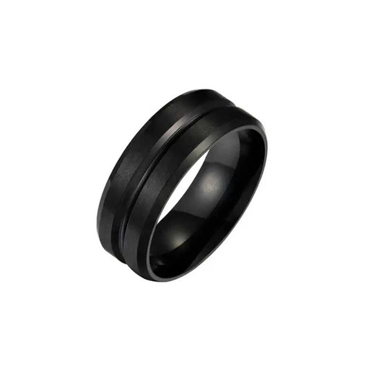 Night | Anillo negro minimalista de acero quirúrgico para hombre