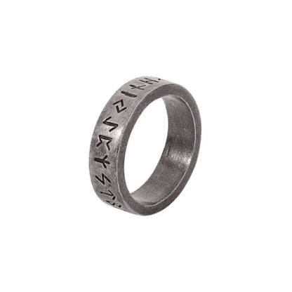 Rune | Anillo simple de acero quirúrgico para hombre con diseño de runas