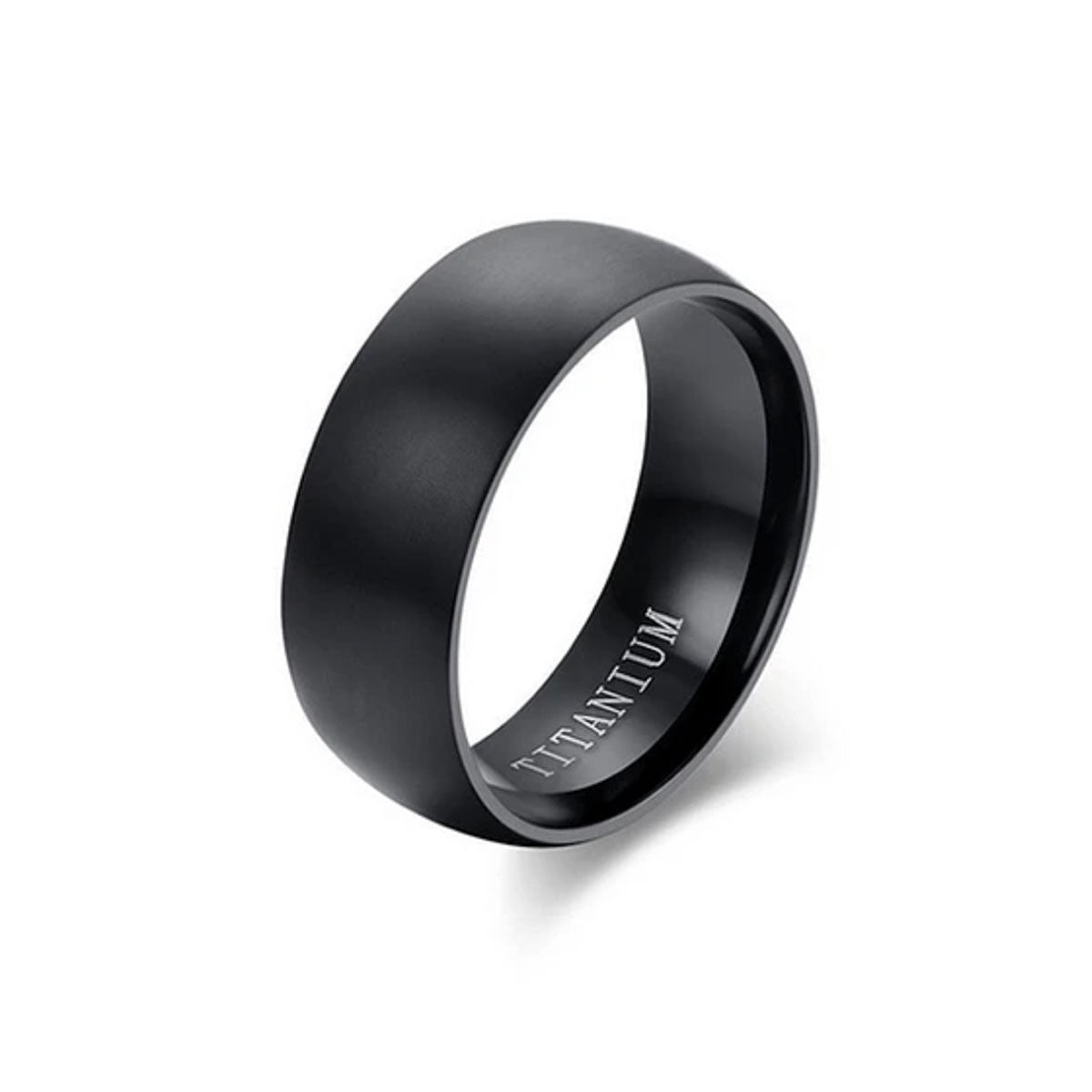 Titanium | Anillo negro simple de acero quirúrgico para hombre