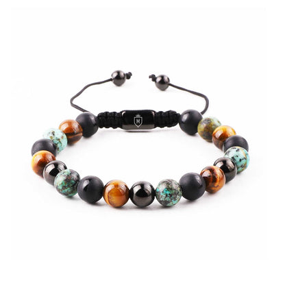 Dazia | Pulsera ajustable ojo de tigre onyx y jaspe gris de 8mm