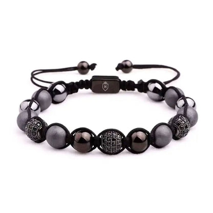 Ice | Pulsera ajustable onyx y hematita de 8mm para hombre