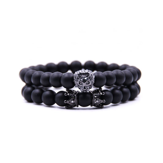 Lion King | Set de pulseras para hombre de onyx