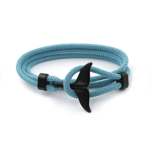 Whale Fin Sky | Pulsera marina celeste de nylon y acero para hombre