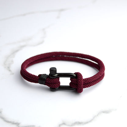 Tulum Wine | Pulsera Navy rojo vino de nylon y acero para hombre