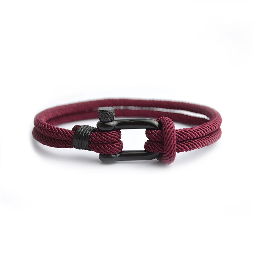 Tulum Wine | Pulsera Navy rojo vino de nylon y acero para hombre