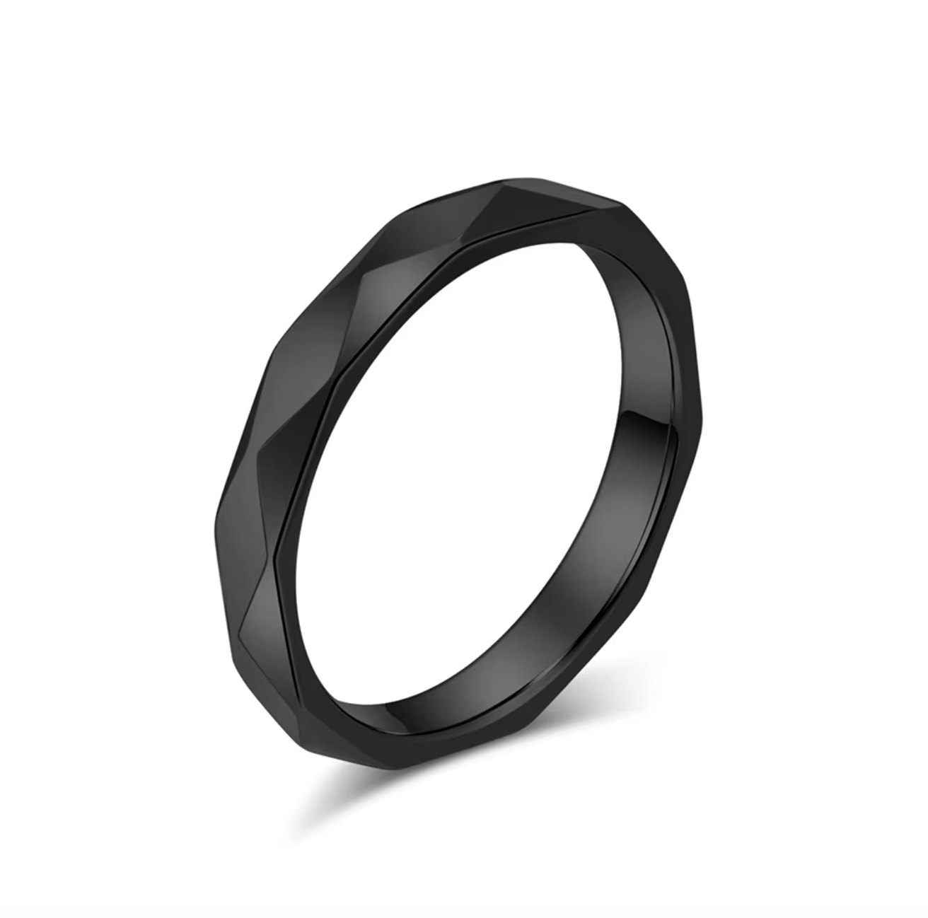 Anillo Geometric negro de 4 mm de acero quirúrgico MONAK