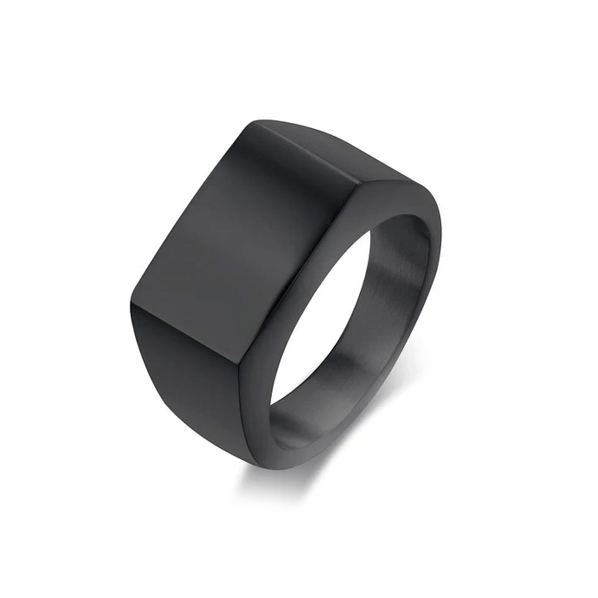 Anillo Simple Square negro rectangular de acero quirúrgico MONAK