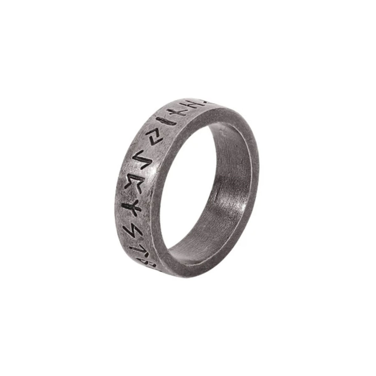 Anillo Rune con runas nórdicas grabadas en acero MONAK