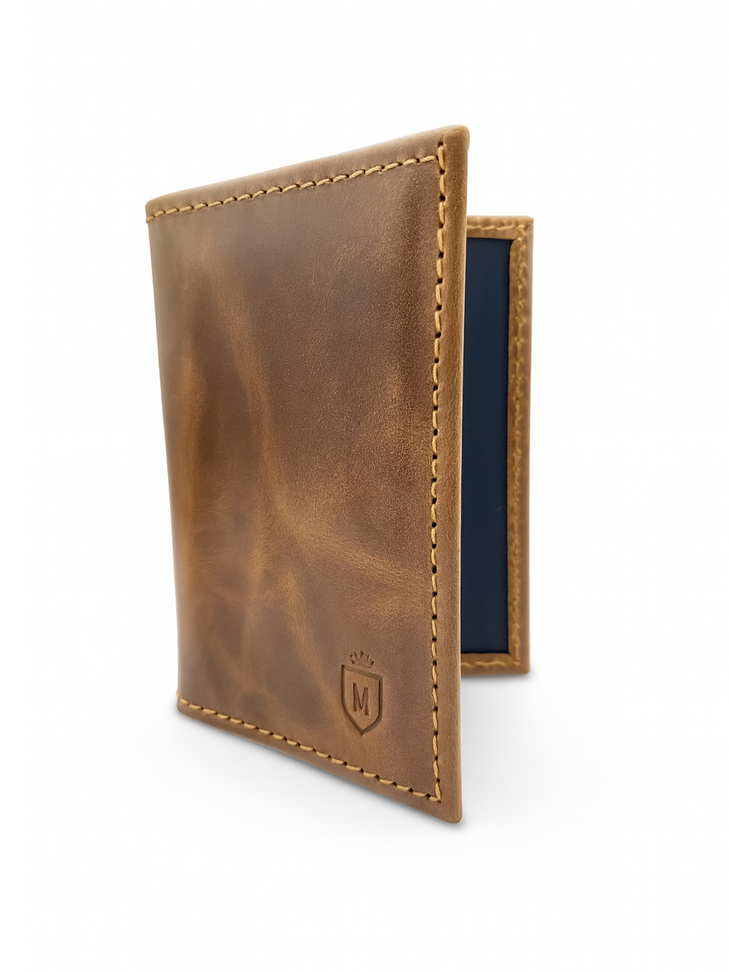 Billetera slim de cuero café para hombre MONAK, vista exterior