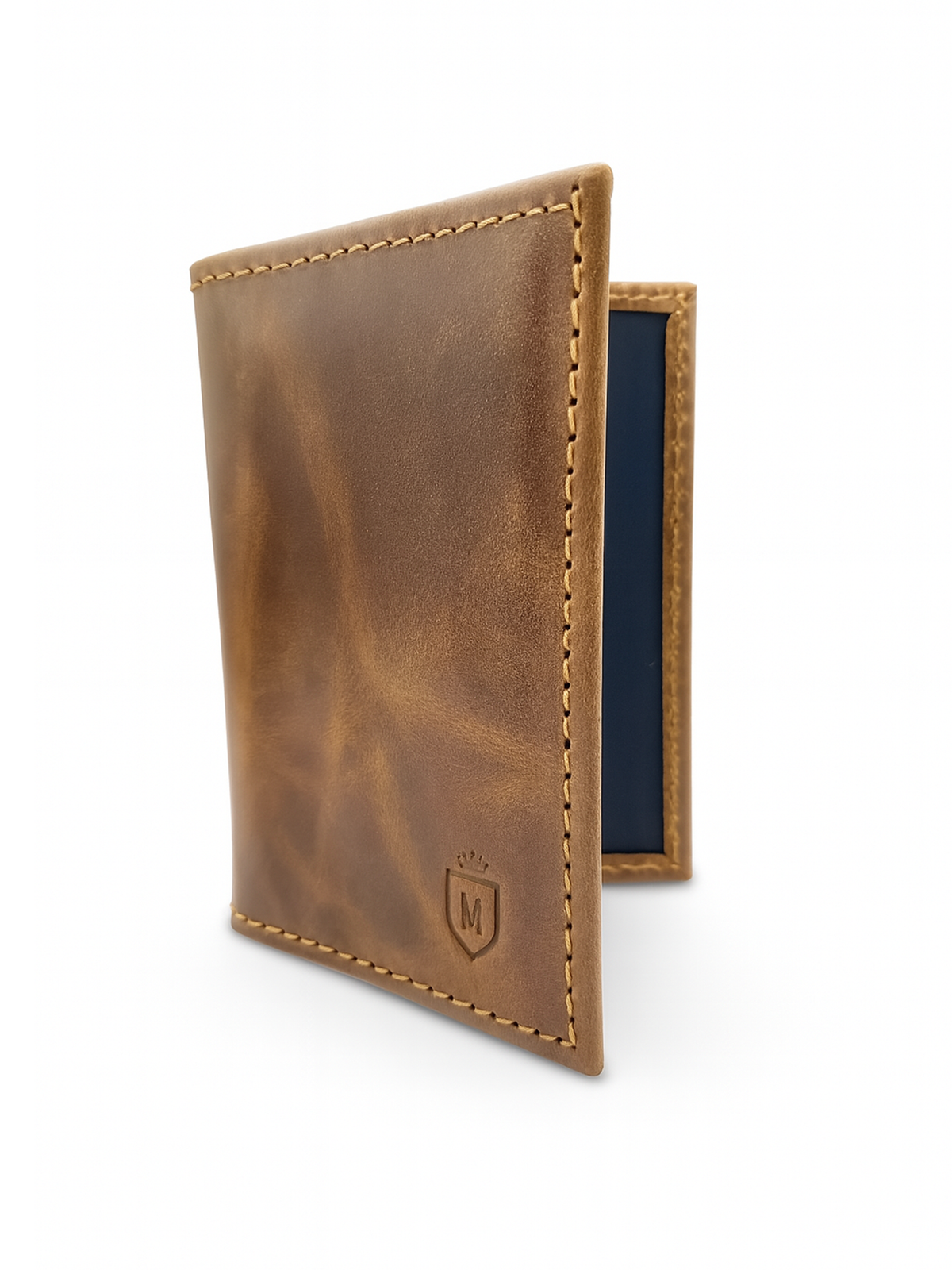 Billetera slim de cuero café para hombre MONAK, vista exterior