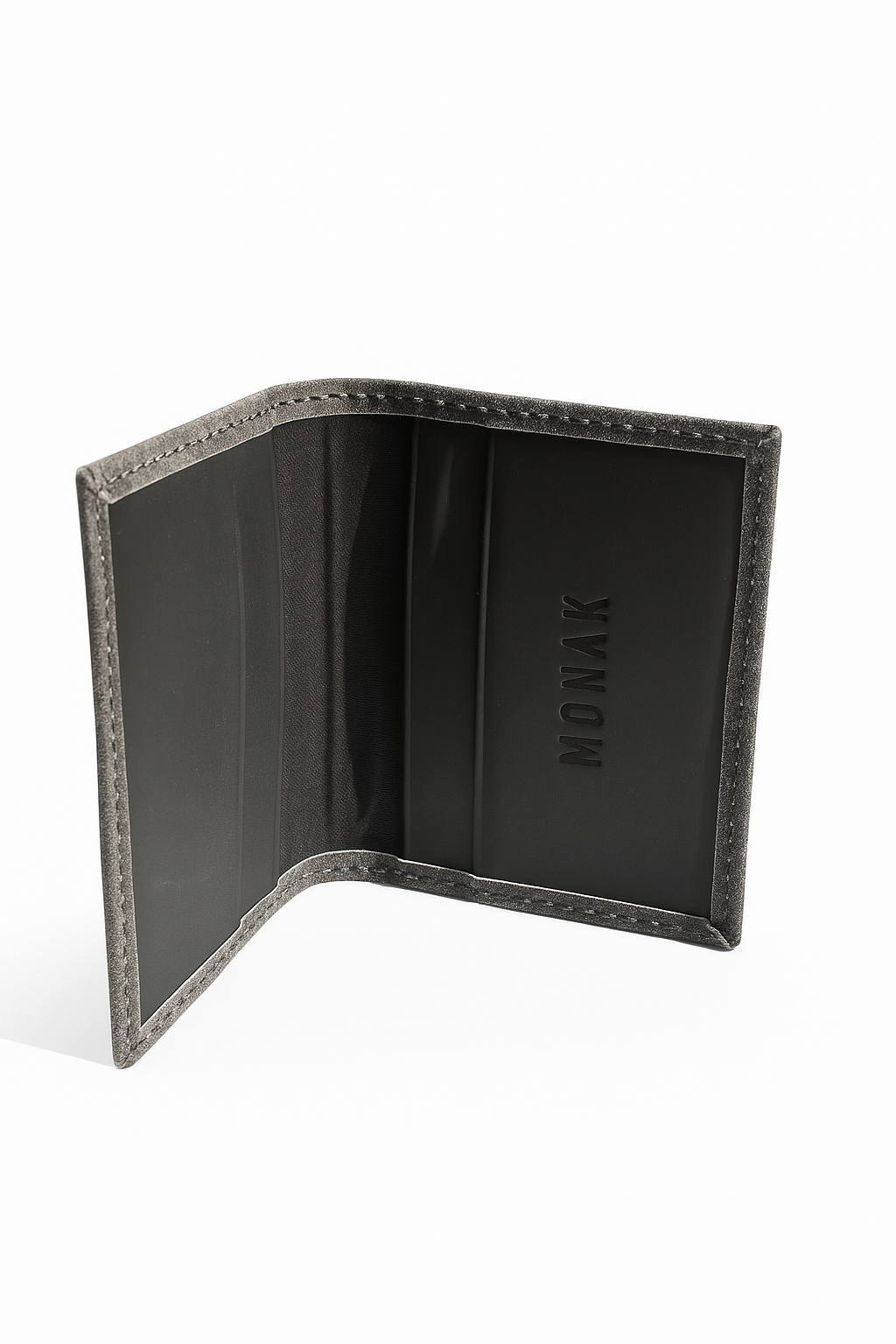 Billetera slim de cuero gris MONAK, vista exterior