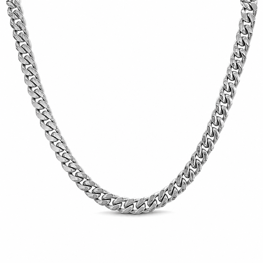 Cadena cubana plateada de acero quirúrgico para hombre MONAK