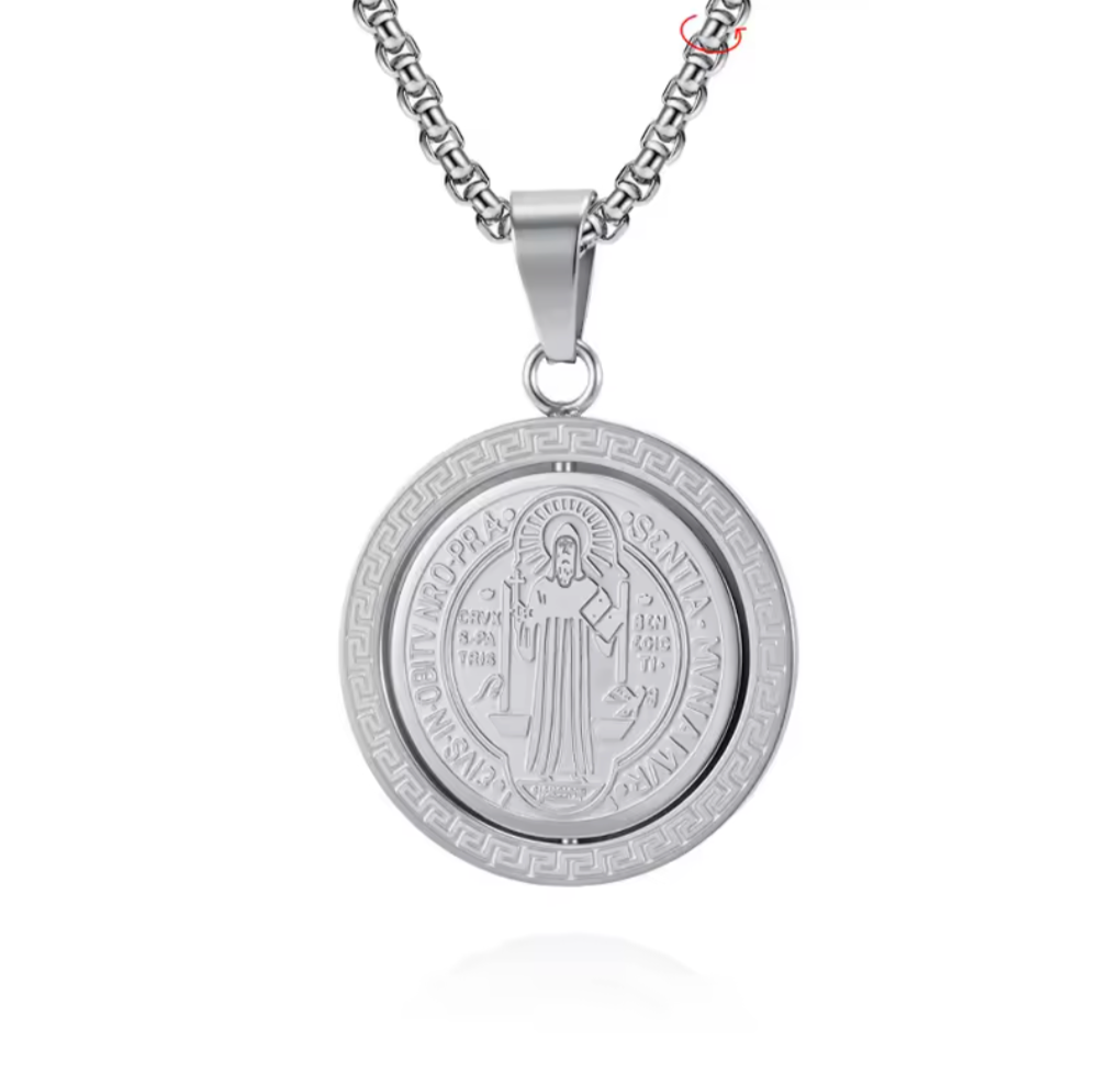 Collar Saint Benoit con medalla de San Benito en acero MONAK