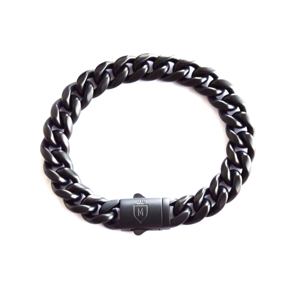 Pulsera cubana negra mate de acero quirúrgico para hombre MONAK