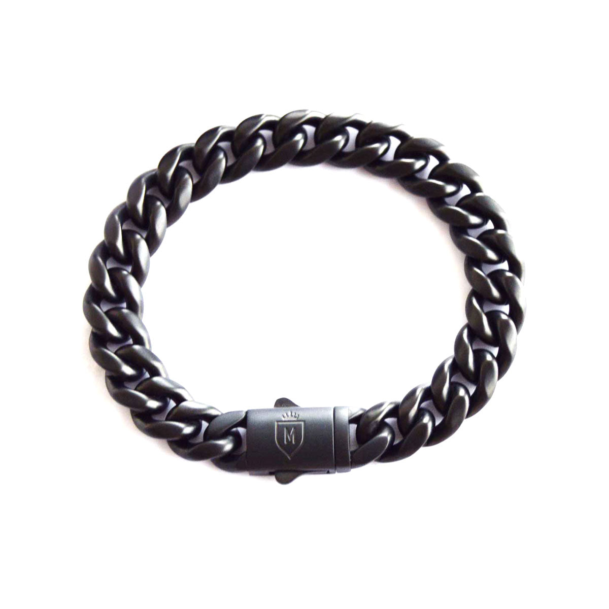 Pulsera cubana negra mate de acero quirúrgico para hombre MONAK