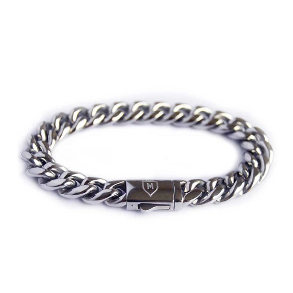 Pulsera cubana plateada de acero quirúrgico para hombre MONAK