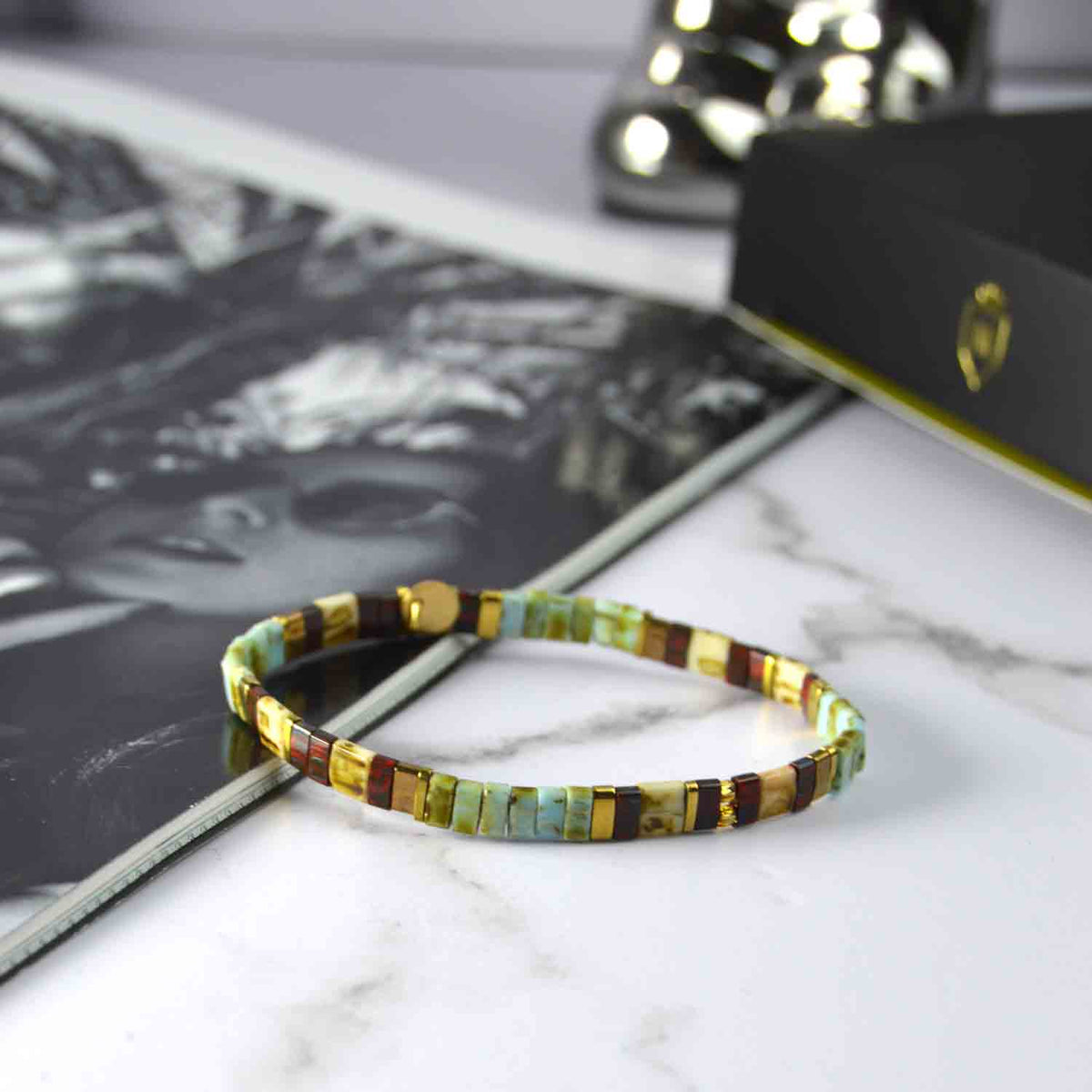 Pulsera Jubilee de cuentas planas de acero para hombre MONAK