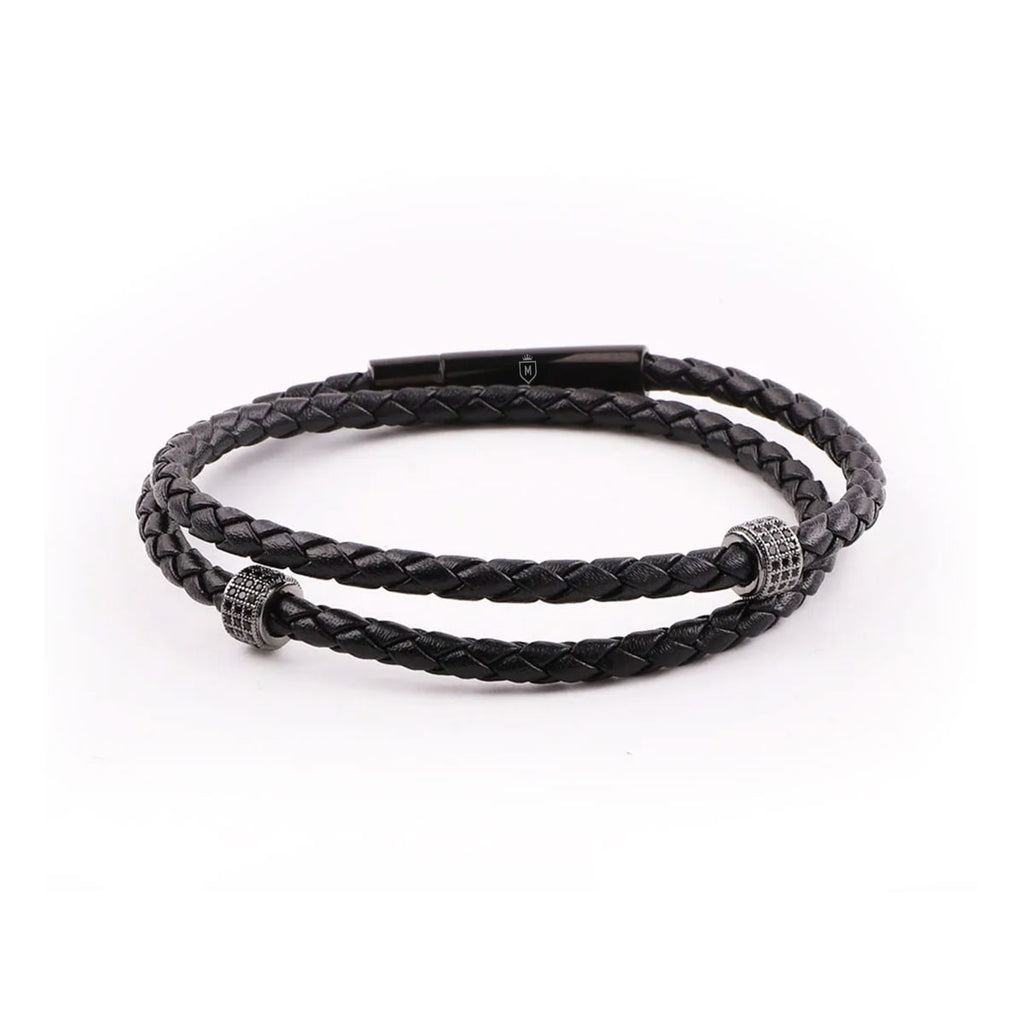 Pulsera Ibiza de cuero trenzado con broche de acero MONAK