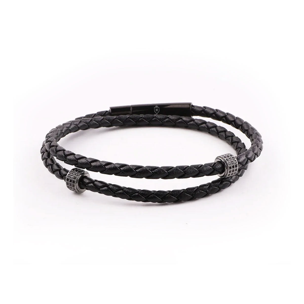Pulsera Ibiza de cuero trenzado con broche de acero MONAK