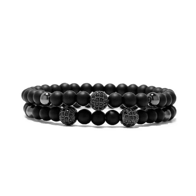 Pulsera Black Spheres de esferas negras mate para hombre MONAK