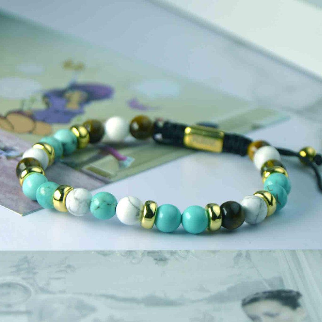 Pulsera Turkish con piedras de larimar azul celeste MONAK