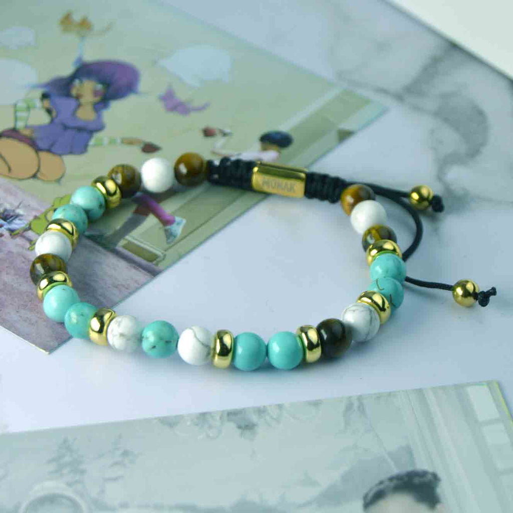 Detalle de las piedras de larimar de la pulsera Turkish MONAK