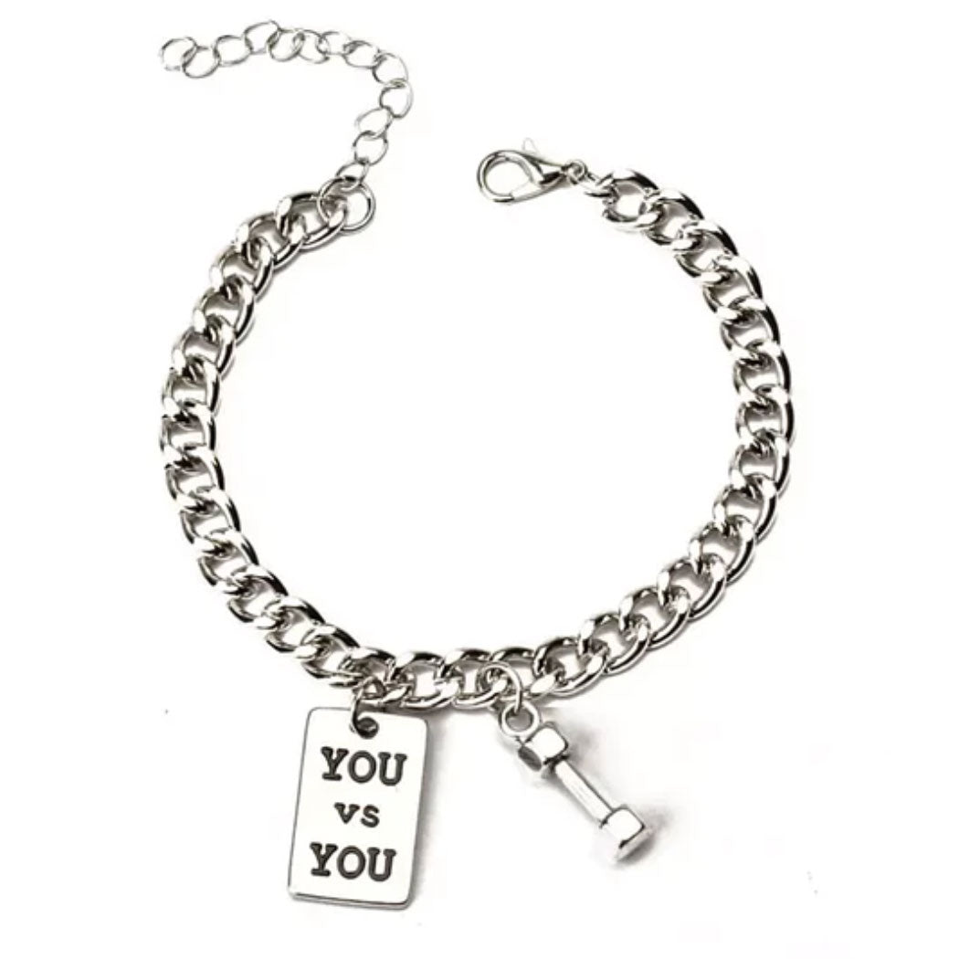 Pulsera You vs You de acero quirúrgico con dije motivacional MONAK