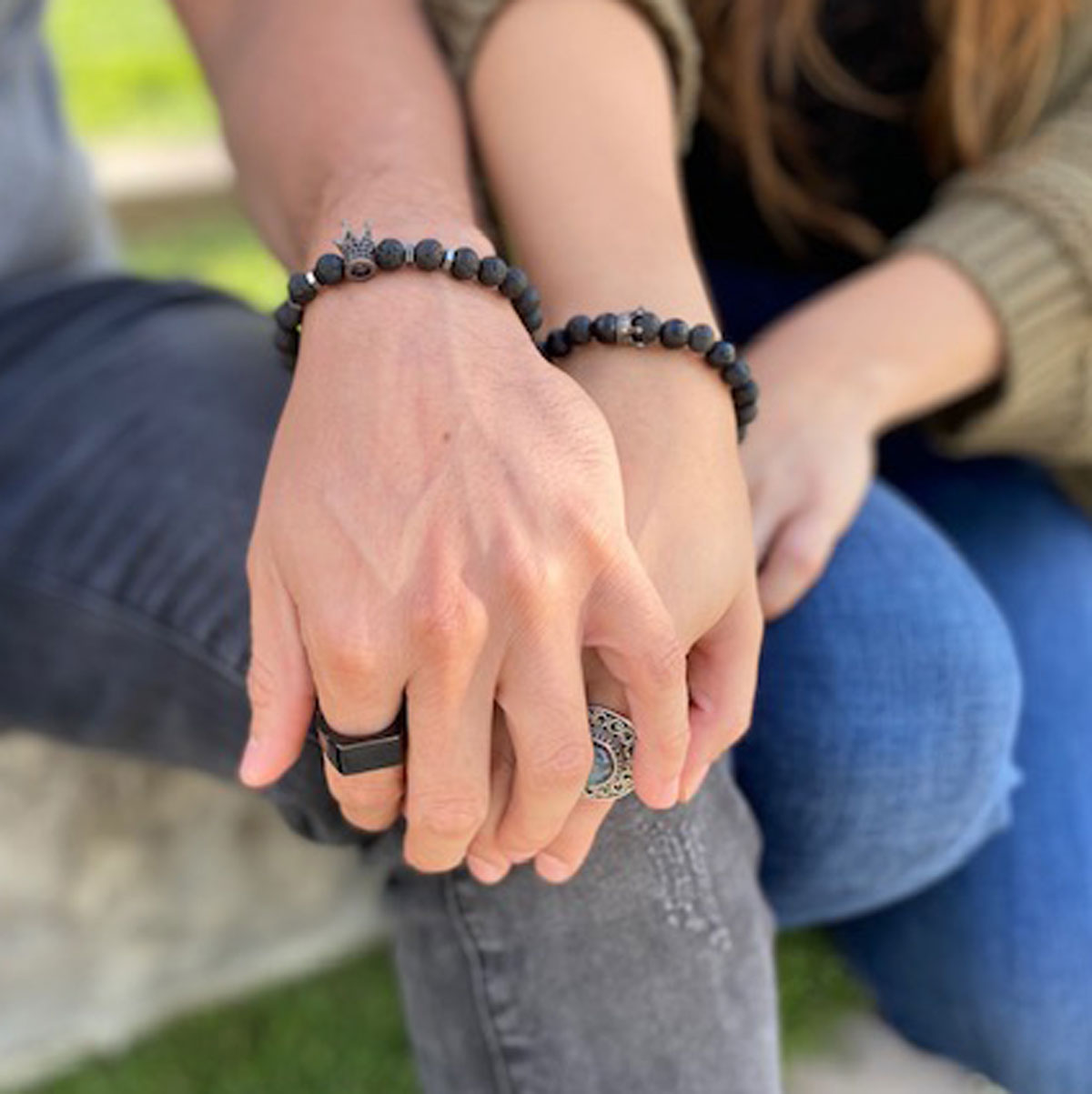 Pulseras de pareja con coronas de rey y reina MONAK