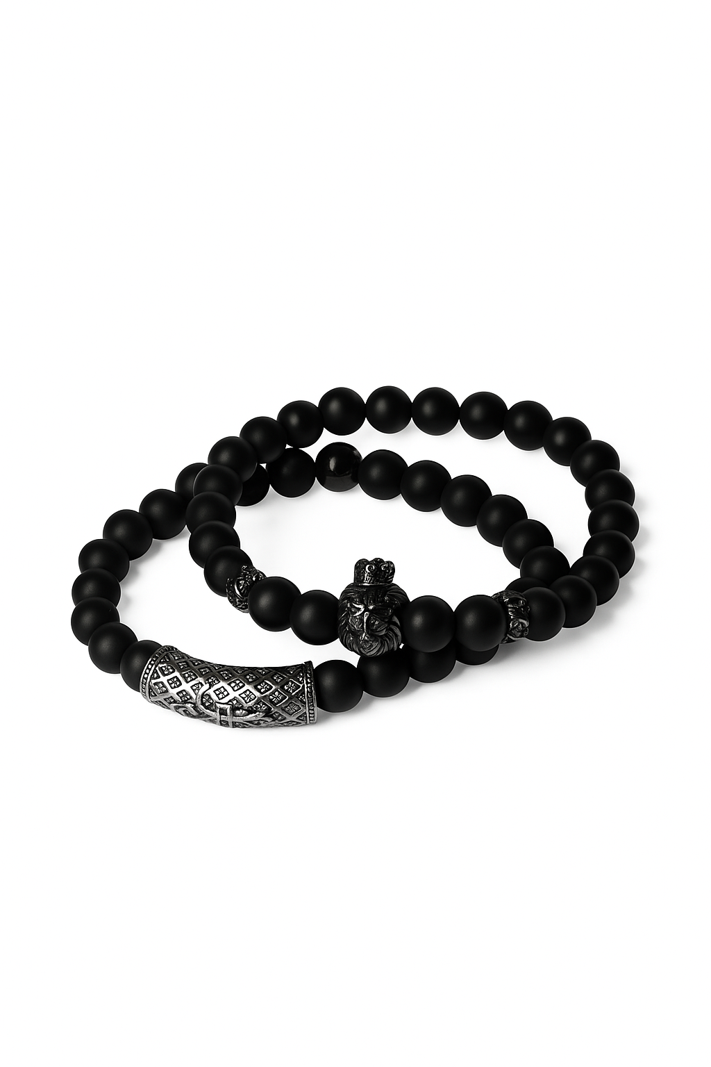 Lion King | Set de pulseras de ónix negro mate