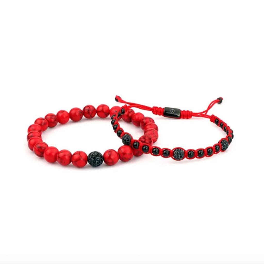 Set Red Eye de dos pulseras de howlita roja MONAK